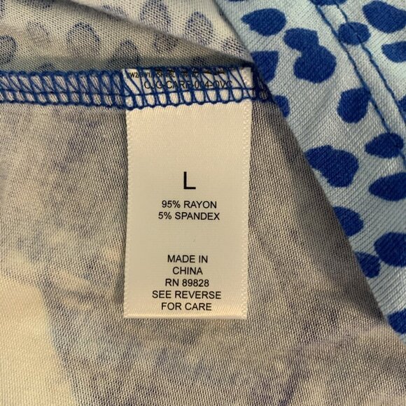 LOGO Lori Goldstein Womens L Tunic Top Sharkbite Hem Purple Animal Print Pockets - Picture 8 of 13